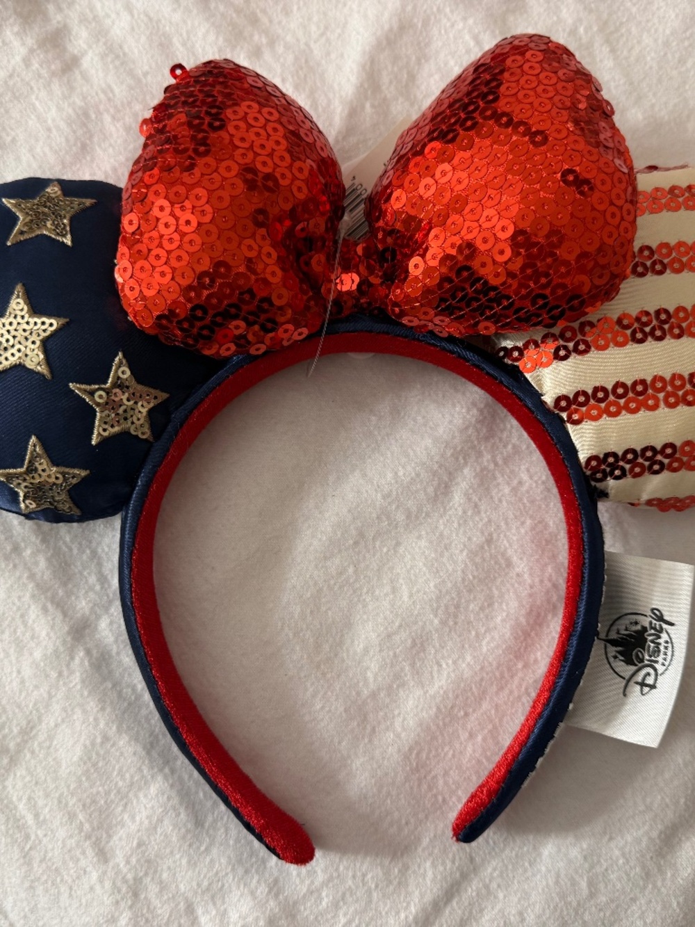 NWT Disney Parks Americana Minnie Mouse Ears Headband Stars & Stripes Patriotic